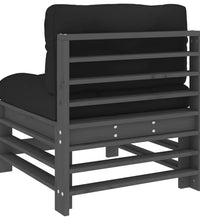 Mittelsofas mit Kissen 2 Stk. Grau Massivholz Kiefer