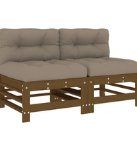 Mittelsofas mit Kissen 2 Stk. Honigbraun Massivholz Kiefer