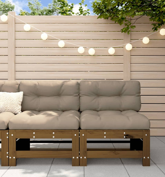 Mittelsofas mit Kissen 2 Stk. Honigbraun Massivholz Kiefer