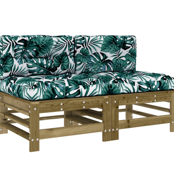 Mittelsofas mit Kissen 2 Stk. Kiefernholz Imprägniert