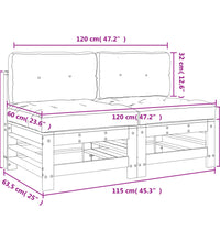 Mittelsofas mit Kissen 2 Stk. Kiefernholz Imprägniert