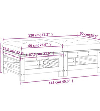 Gartenhocker mit Kissen 2 Stk. Grau Massivholz Kiefer