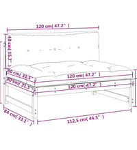 Mittelsofa Weiß 120x80 cm Massivholz Kiefer