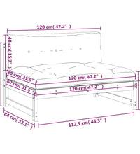 Mittelsofa Grau 120x80 cm Massivholz Kiefer