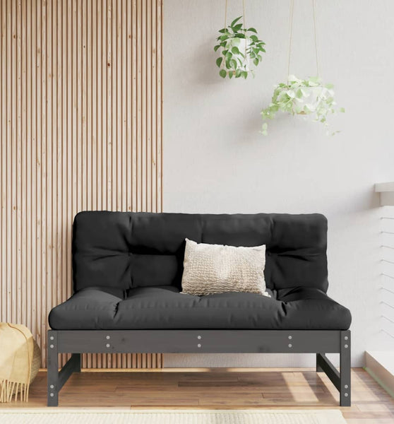 Mittelsofa Grau 120x80 cm Massivholz Kiefer