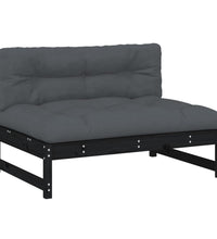 Mittelsofa Schwarz 120x80 cm Massivholz Kiefer