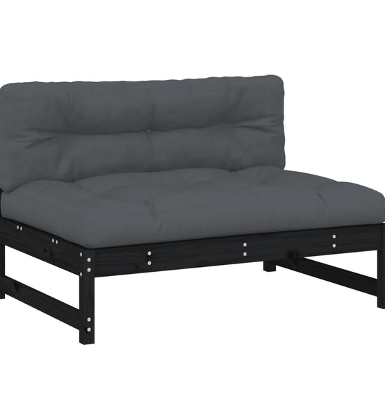 Mittelsofa Schwarz 120x80 cm Massivholz Kiefer