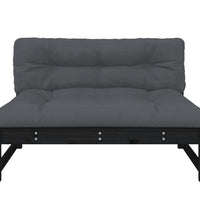 Mittelsofa Schwarz 120x80 cm Massivholz Kiefer