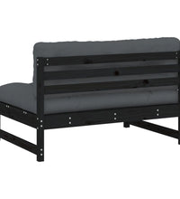 Mittelsofa Schwarz 120x80 cm Massivholz Kiefer
