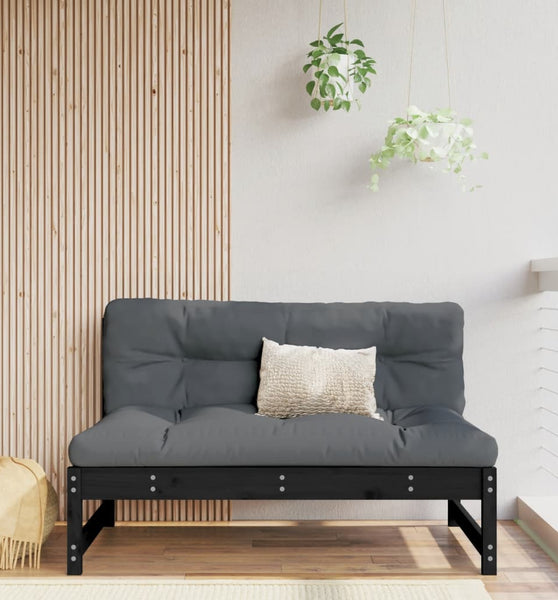 Mittelsofa Schwarz 120x80 cm Massivholz Kiefer