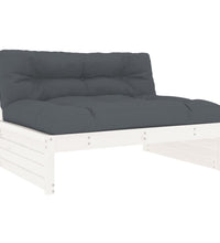 Mittelsofa Weiß 120x80 cm Massivholz Kiefer