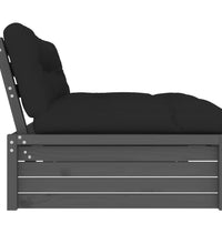 Mittelsofa Grau 120x80 cm Massivholz Kiefer