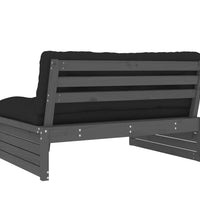 Mittelsofa Grau 120x80 cm Massivholz Kiefer