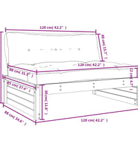 Mittelsofa Grau 120x80 cm Massivholz Kiefer