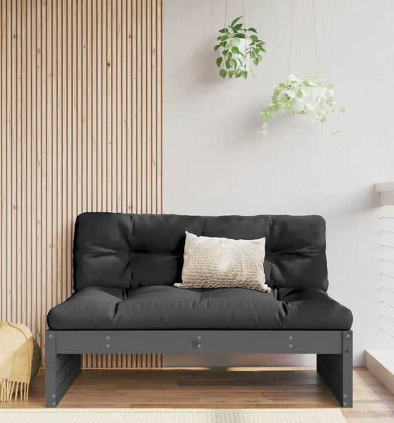 Mittelsofa Grau 120x80 cm Massivholz Kiefer