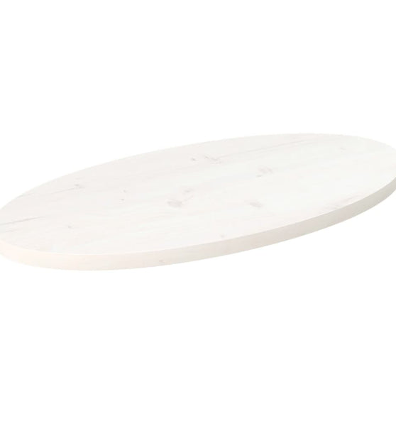 Tischplatte Weiß 60x30x2,5 cm Massivholz Kiefer Oval