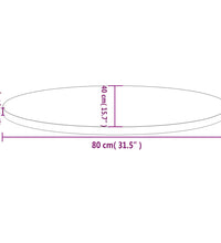 Tischplatte Weiß 80x40x2,5 cm Massivholz Kiefer Oval