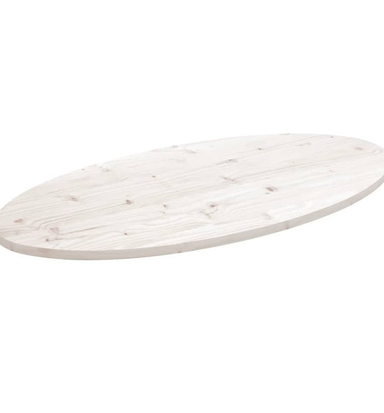 Tischplatte Weiß 90x45x2,5 cm Massivholz Kiefer Oval