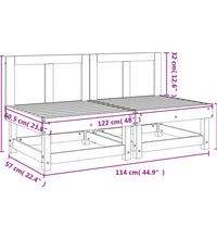 Garten-Mittelsofas 2 Stk. Weiß Massivholz Kiefer
