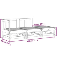 3-tlg. Garten-Lounge-Set Grau Massivholz Kiefer