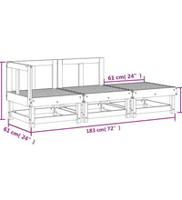 3-tlg. Garten-Lounge-Set Schwarz Massivholz Kiefer