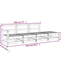 4-tlg. Garten-Lounge-Set Massivholz Kiefer