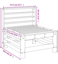 Garten-Mittelsofa Weiß Massivholz Kiefer