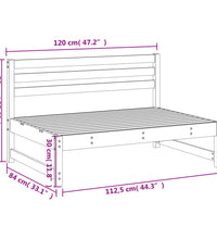 Garten-Mittelsofa Weiß 120x80 cm Massivholz Kiefer