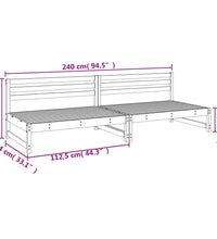 Garten-Mittelsofas 2 Stk. Weiß 120x80 cm Massivholz Kiefer