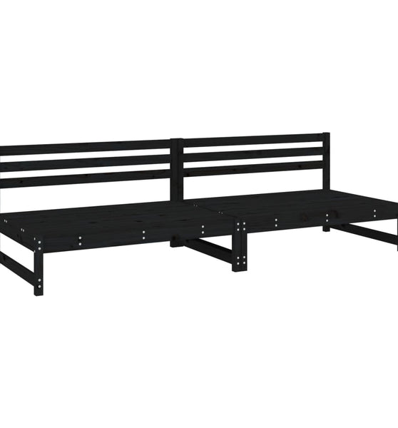 Garten-Mittelsofas 2 Stk. Schwarz 120x80 cm Massivholz Kiefer