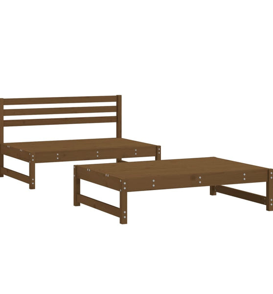 2-tlg. Garten-Lounge-Set Honigbraun Massivholz Kiefer