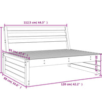 Garten-Mittelsofa Weiß 120x80 cm Massivholz Kiefer