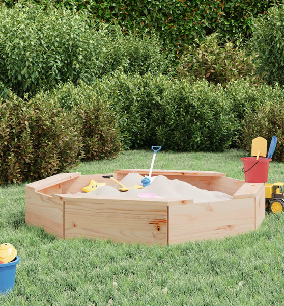 Sandkasten mit Sitzen Achteck Massivholz Kiefer