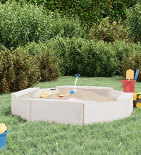 Sandkasten mit Sitzen Weiß Achteck Massivholz Kiefer