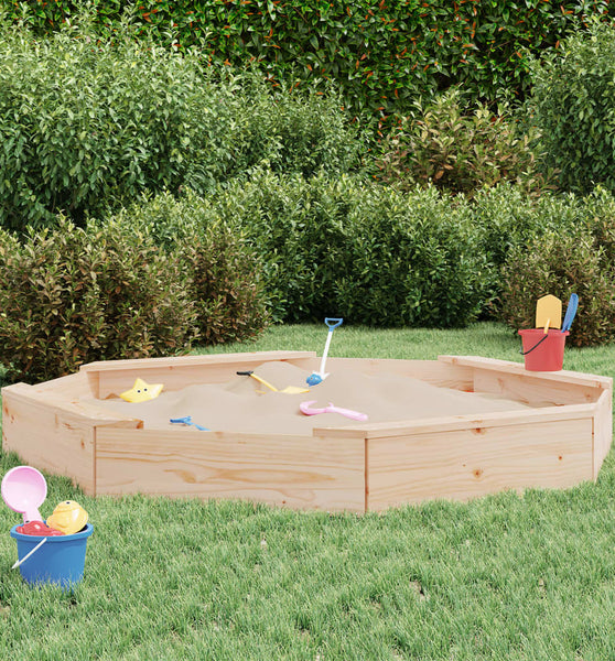 Sandkasten mit Sitzen Achteck Massivholz Kiefer