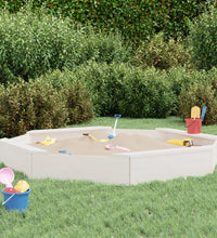 Sandkasten mit Sitzen Weiß Achteck Massivholz Kiefer