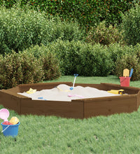 Sandkasten mit Sitzen Honigbraun Achteck Massivholz Kiefer
