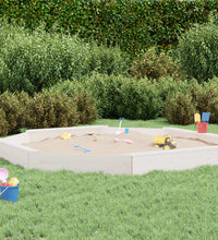 Sandkasten mit Sitzen Weiß Achteck Massivholz Kiefer