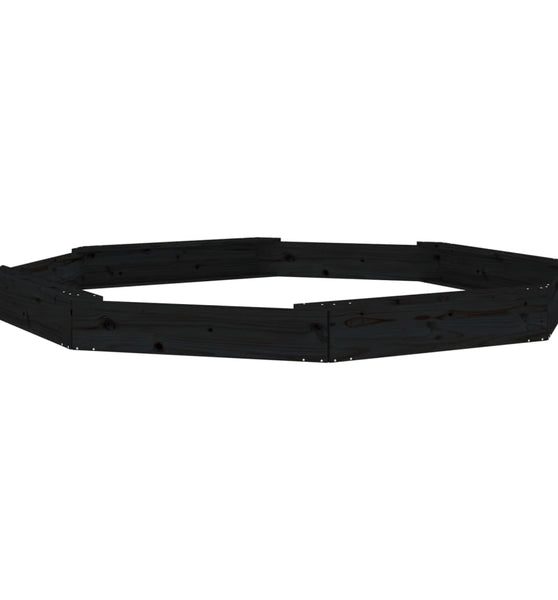 Sandkasten mit Sitzen Schwarz Achteck Massivholz Kiefer