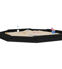 Sandkasten mit Sitzen Schwarz Achteck Massivholz Kiefer