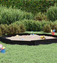Sandkasten mit Sitzen Schwarz Achteck Massivholz Kiefer