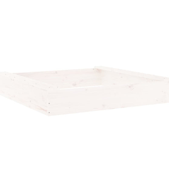 Sandkasten mit Sitzen Weiß Quadratisch Massivholz Kiefer