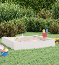 Sandkasten mit Sitzen Weiß Quadratisch Massivholz Kiefer