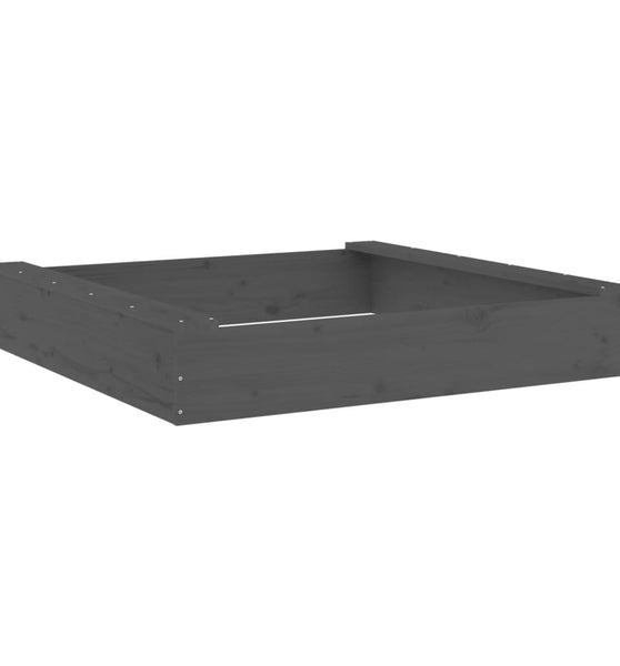 Sandkasten mit Sitzen Grau Quadratisch Massivholz Kiefer