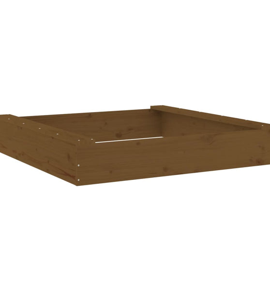 Sandkasten mit Sitzen Honigbraun Quadratisch Massivholz Kiefer