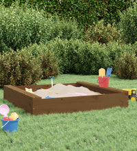 Sandkasten mit Sitzen Honigbraun Quadratisch Massivholz Kiefer