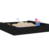 Sandkasten mit Sitzen Schwarz Quadratisch Massivholz Kiefer