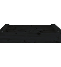 Sandkasten mit Sitzen Schwarz Quadratisch Massivholz Kiefer