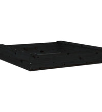 Sandkasten mit Sitzen Schwarz Quadratisch Massivholz Kiefer
