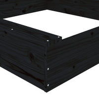 Sandkasten mit Sitzen Schwarz Quadratisch Massivholz Kiefer